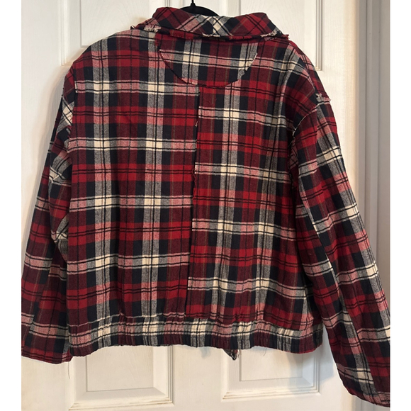 Women's POL Plaid Flannel Quilted Jacket S Red Black - Picture 4 of 6